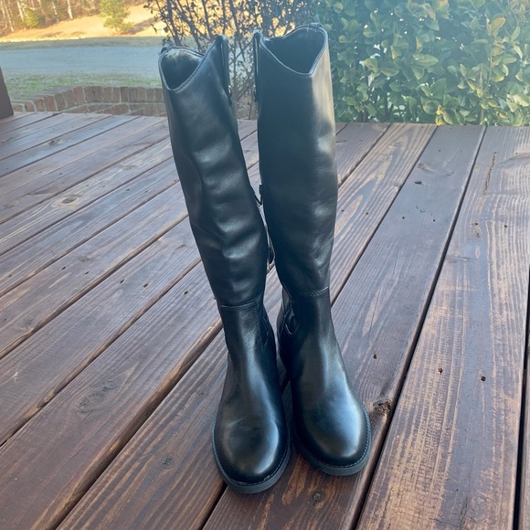 INC Womens Black Fawne Round Toe Stacked Heel Zip-Up Leather Riding Boot 7.5 M - Picture 3 of 8